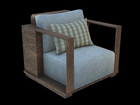 木质沙发 布艺单人沙发 沙发 座椅