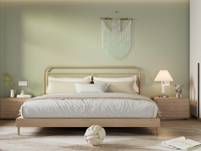 卧室场景工程 卧室 床模型床头柜 RS工程-室内场景工程
