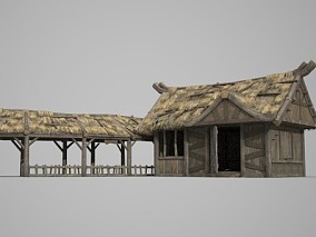 亚洲古代建筑乡村茅草屋