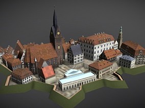 免费 欧式建筑低模 完整城市模型 贴图完整 ~