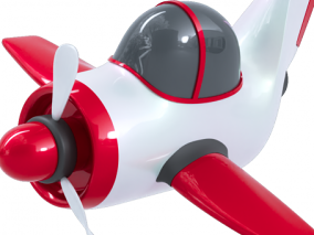 红色螺旋桨 C4D卡通小飞机元素