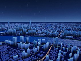 上海 Unity智慧城市 可视化大屏 科技风城市 上海市3d模型 路网模型 数据大屏 科技风 URP