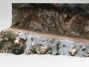 山路 岩石 道路 混泥土路 3d模型