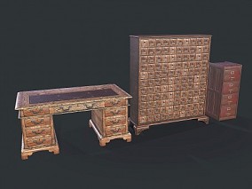 PBR 次世代 古董家具 木柜 木制柜子 木桌 办公桌 药柜 储物柜