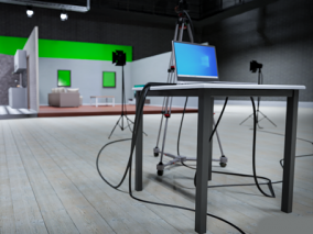 直播间 主播室 抠像绿幕 幕后制作 绿幕  绿布 电脑 特效制作  写实场景