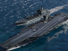 细节丰富美国尼米兹号航空母舰首舰CVN-68和补给舰