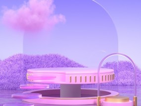 薰衣草海洋 紫色梦幻电商场景 展台模型