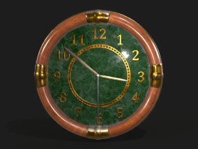 复古挂钟 时钟 钟表 西洋钟 PBR材质 老式挂钟 圆形钟