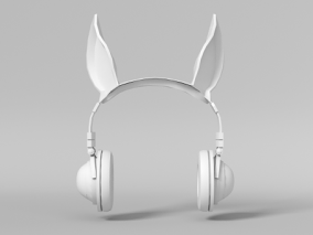卡通+兔子耳机+兔耳装饰+旧耳机