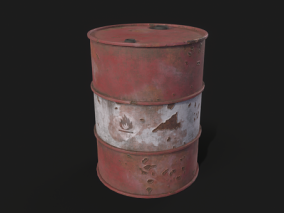 燃料桶 油桶 铁皮桶 PBR材质 受损的旧燃料桶 铁桶 汽油桶