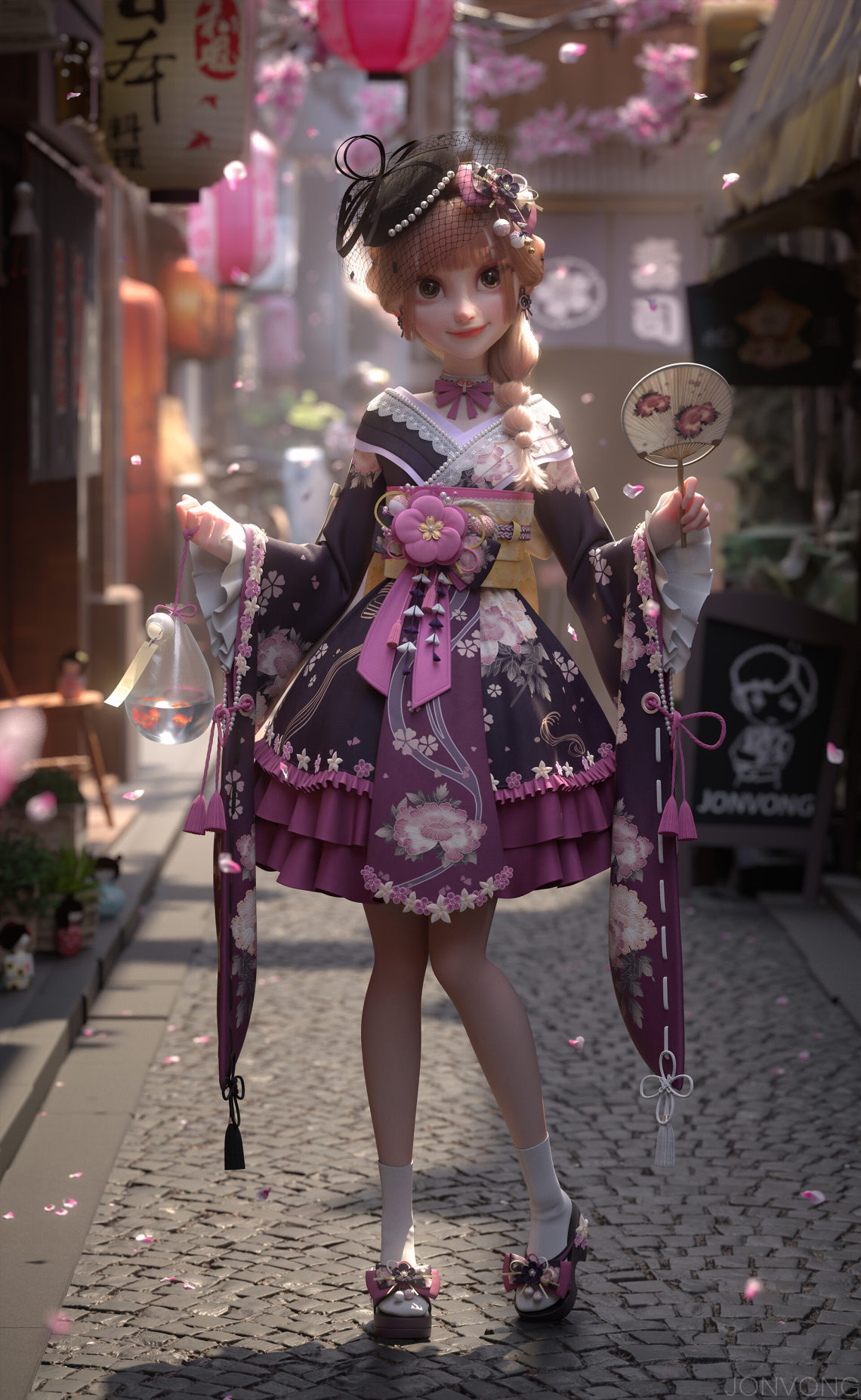洋娃娃质感和服女孩   设计师： Yuheng Jiang