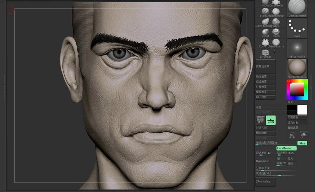 ZBrush基础教程-写实男性头模雕刻教程