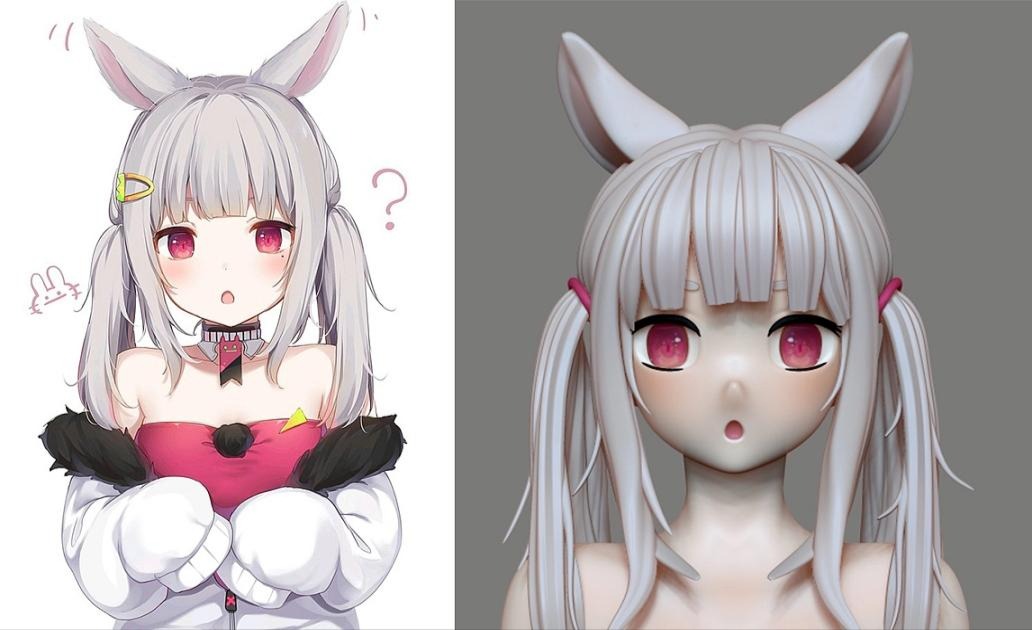 【Zbrush雕刻】兔耳兽娘少女模型制作