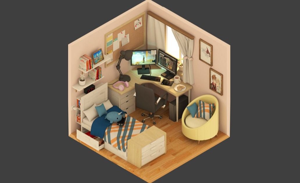 【3dmax建模】卧室小房间场景模型制作教程